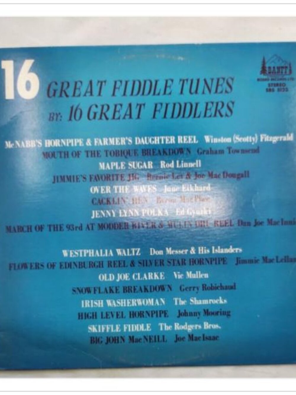 16 Great Fiddle Tunes 16 Great Fiddlers Vintage Vinyl LP Banff Records SBS 5123